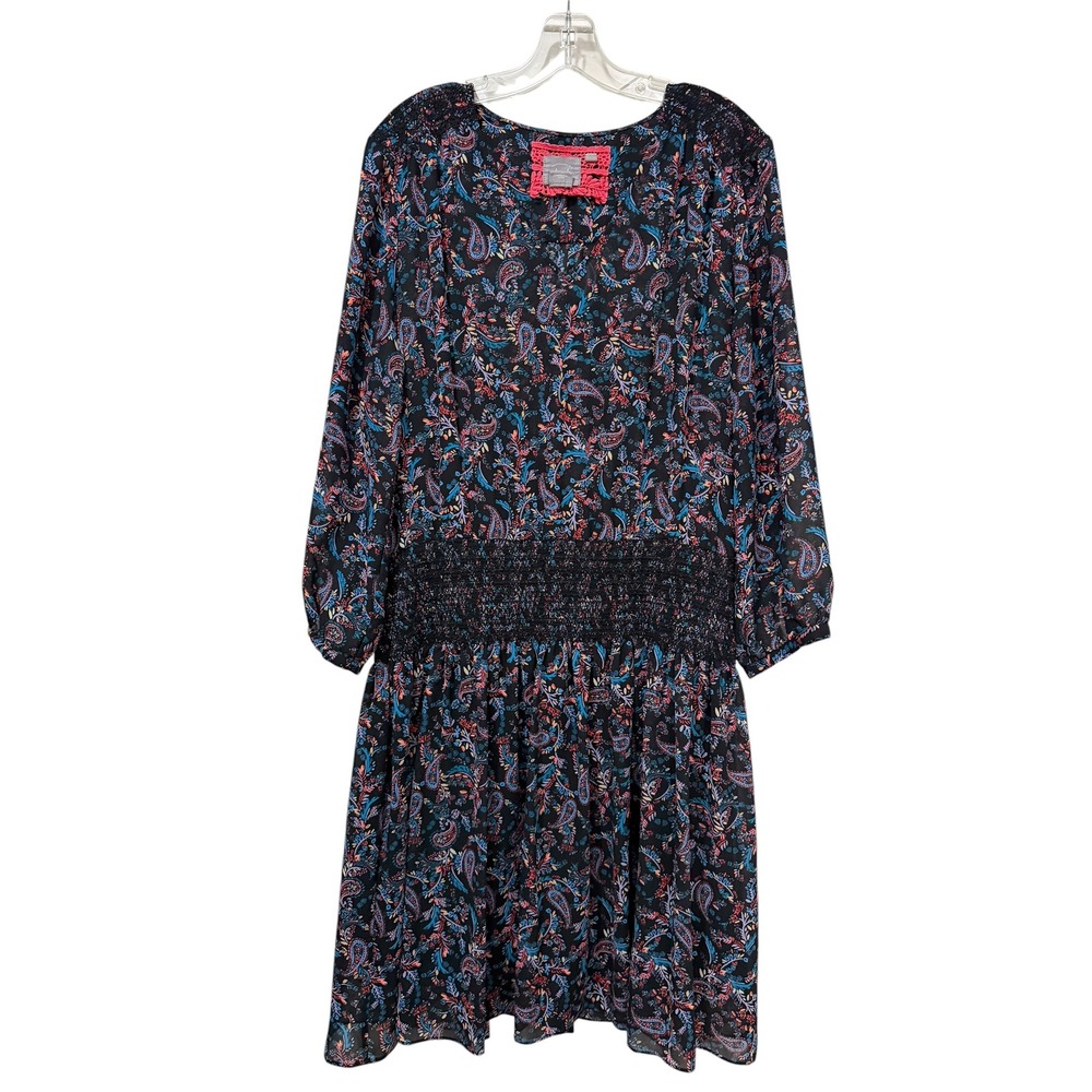 Vanessa Virginia Anthropologie Daytripper Waist Mini smocked Dress Black XL
